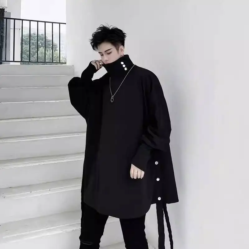 

Men's Knitting Sweater Original Dark Turtleneck Pullover 2026 Spring Autumn Cool Trendy Oversize Loose Long Sleeve Top