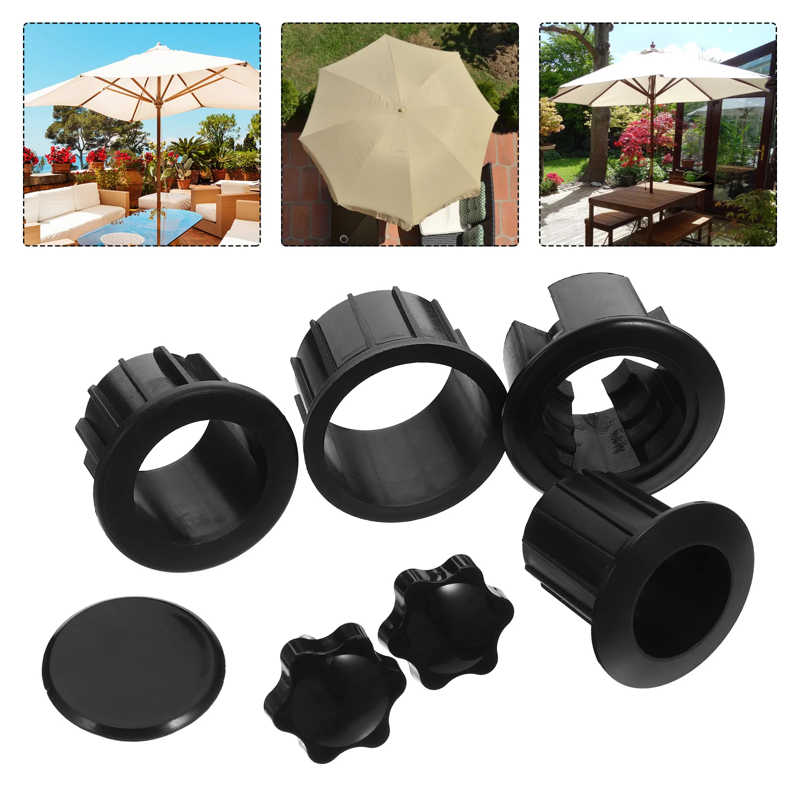 

1 Set Sun Umbrella Base Replacement Parts Plastic Parasol Holder Cap Cover Pole Stabilizer Insert For Outdoor Garden Patio Table