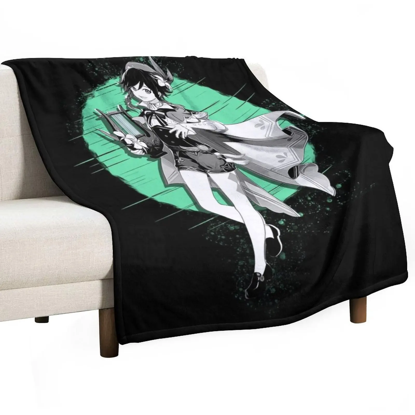 Venti - Genshin Impact Throw Blanket Single Plaid on the sofa Blankets