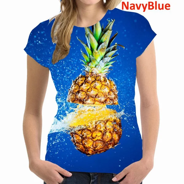 Personality Fashion Women's T-shirt 3d Pineapple Printed T Shirt Funny Food T Shirt Cute Fruit T Shirt