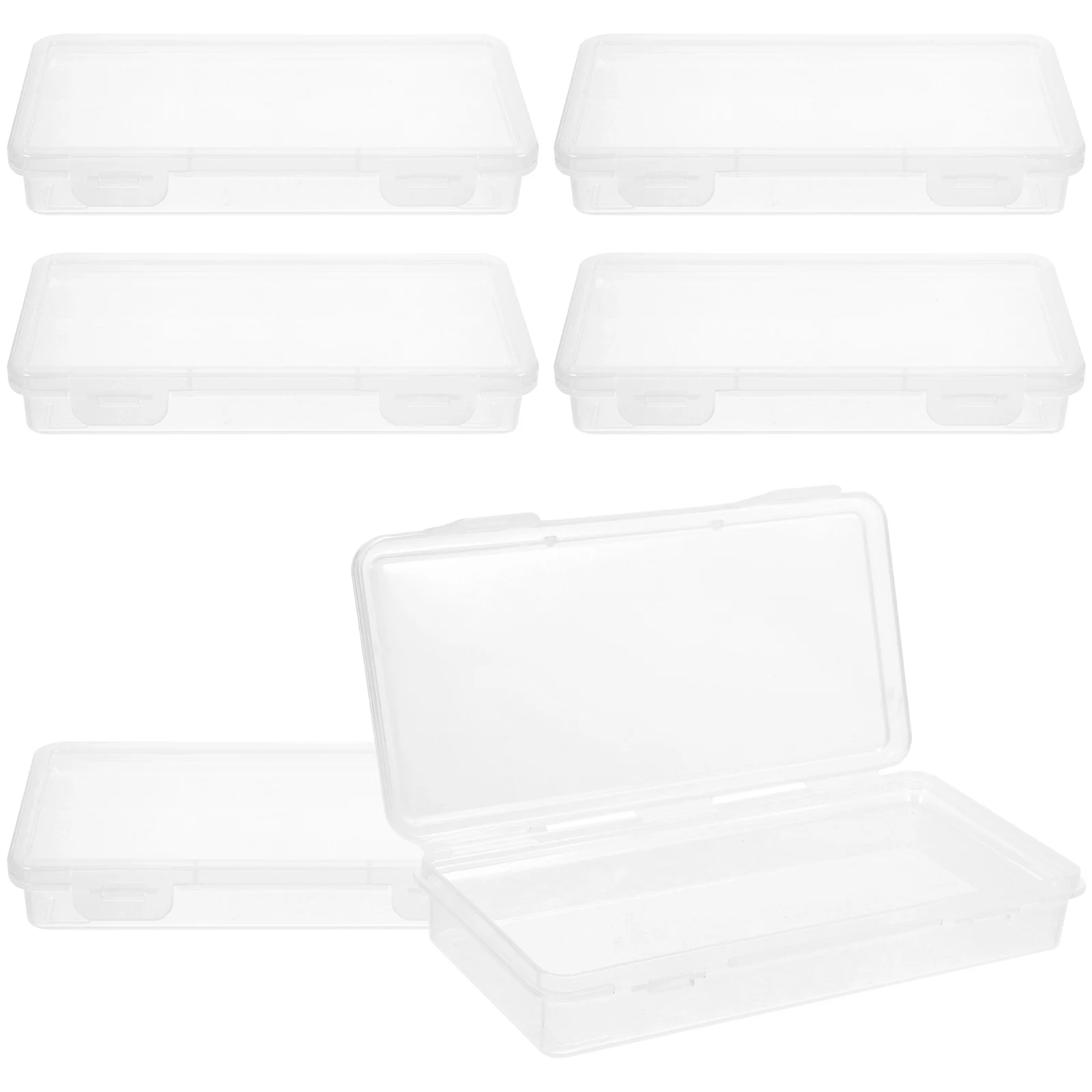 

6pcs Paintbrush Storage Box Clear Plastic Pencil Case Stationery Organizer Portable Pen Container Student School