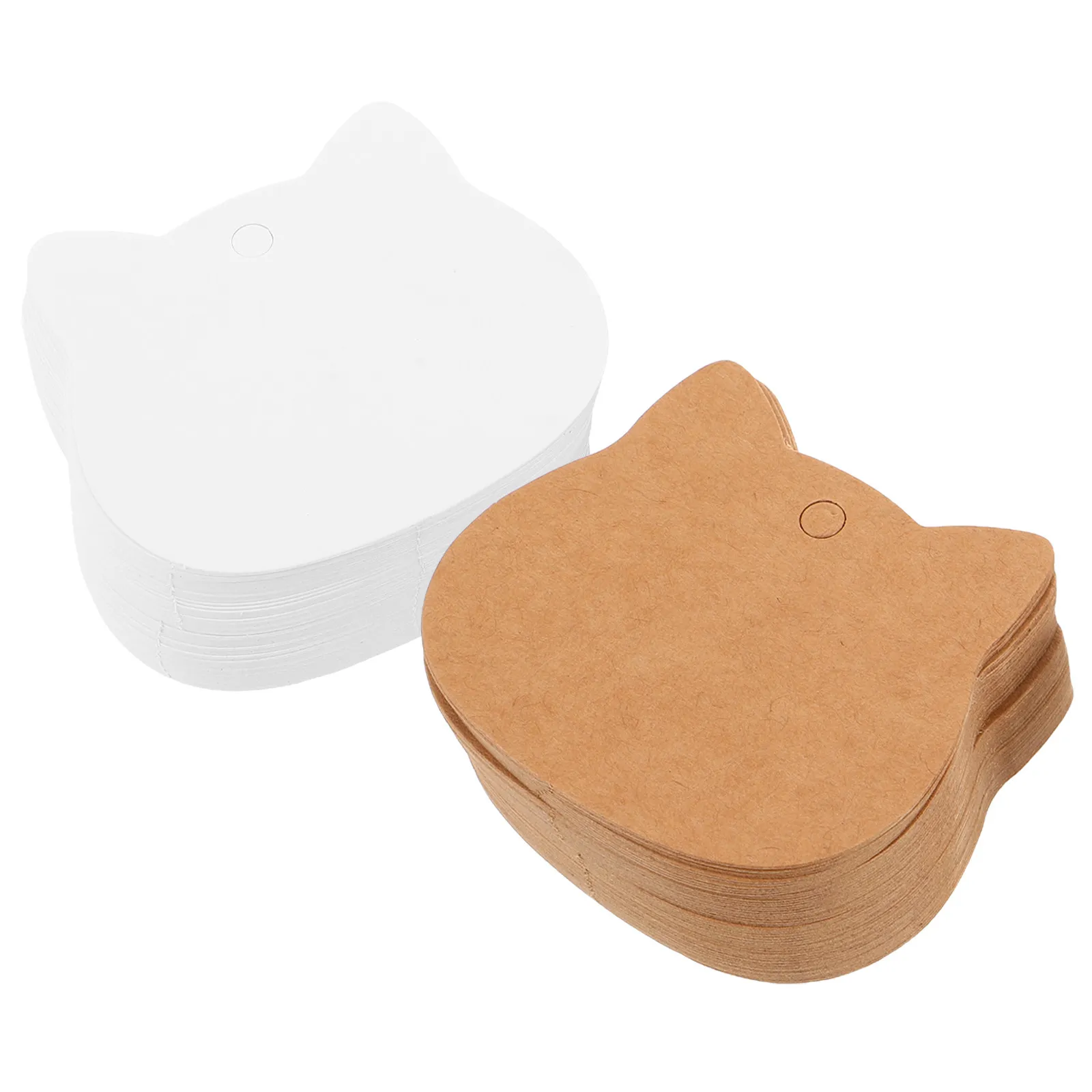 

200Pcs Cat Head Kraft Paper Tags Blank Writable Cardboard Hang Tags Pre-Punched Holes for Wedding Favors Holiday Presents Party