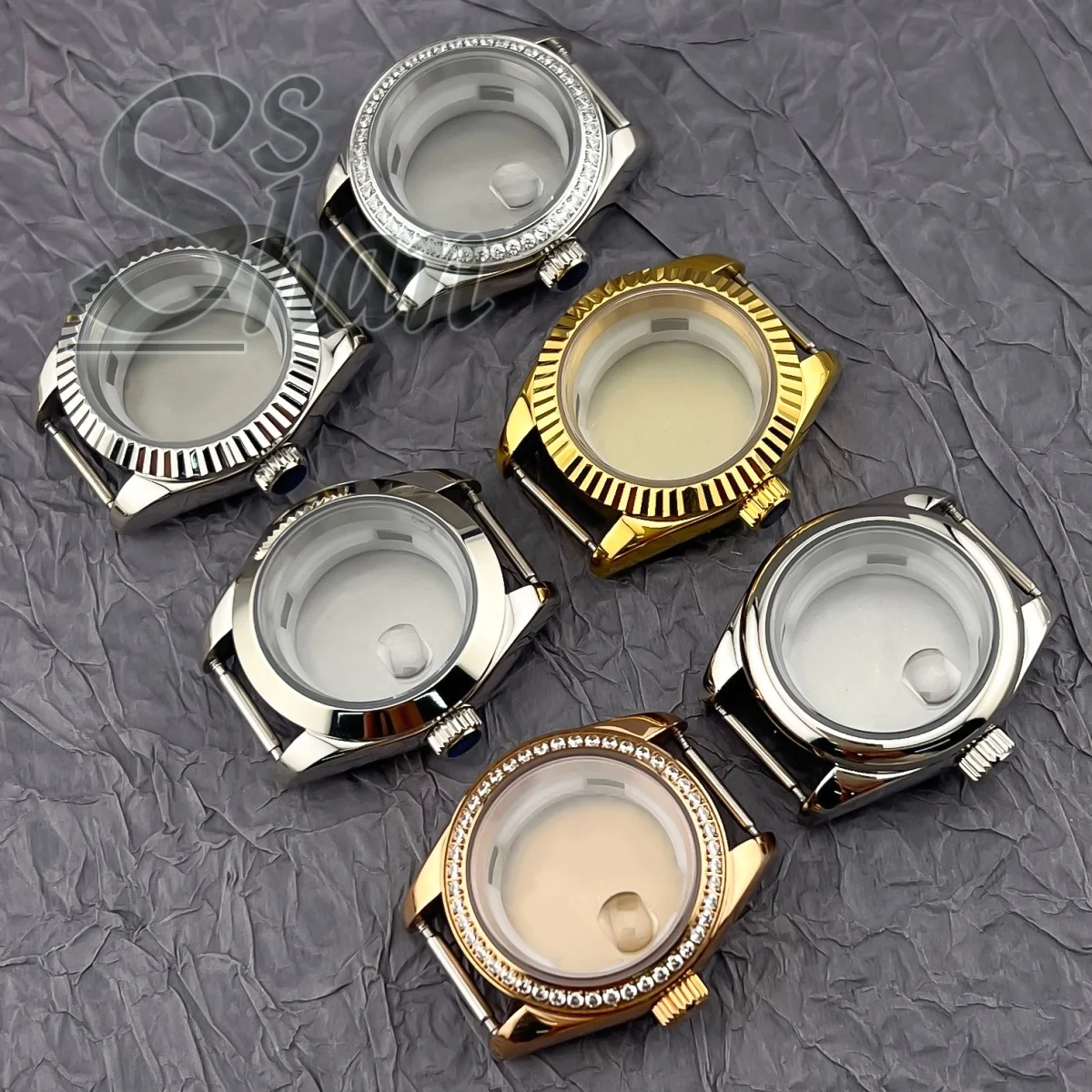 28mm Ladies Case Sapphire Crystal Glass Diamond/Groove/Bevel/Circle Fixed Bezel Is Suitable For NH05 NH06 Movement Accessories