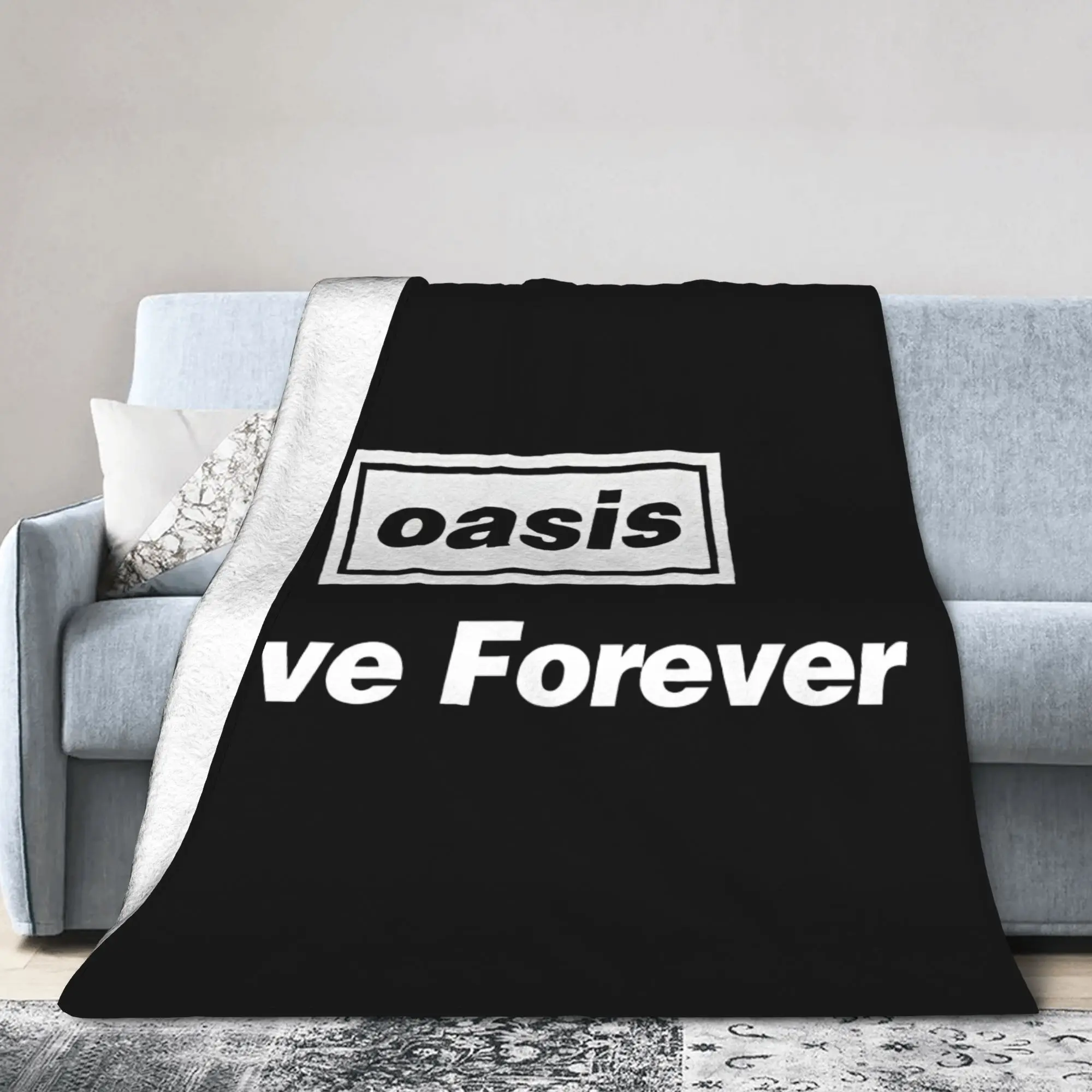 Live Forever Rock Band British Music Flannel Throw Blankets O-Oasis Blanket for Sofa Car Super Warm Bed Rug