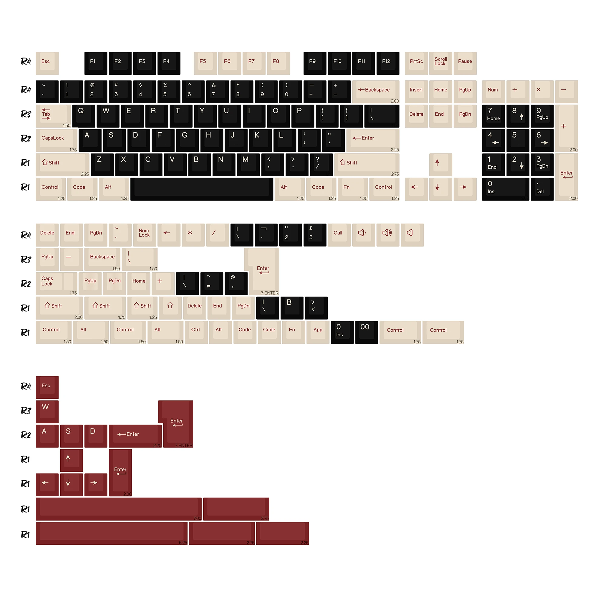 KBDiy 174 toetsen Retro GMK Botanische PBT Keycap ISO Double Shot Cherry Profile Key Caps voor MX Switches Gaming Mechanisch toetsenbord