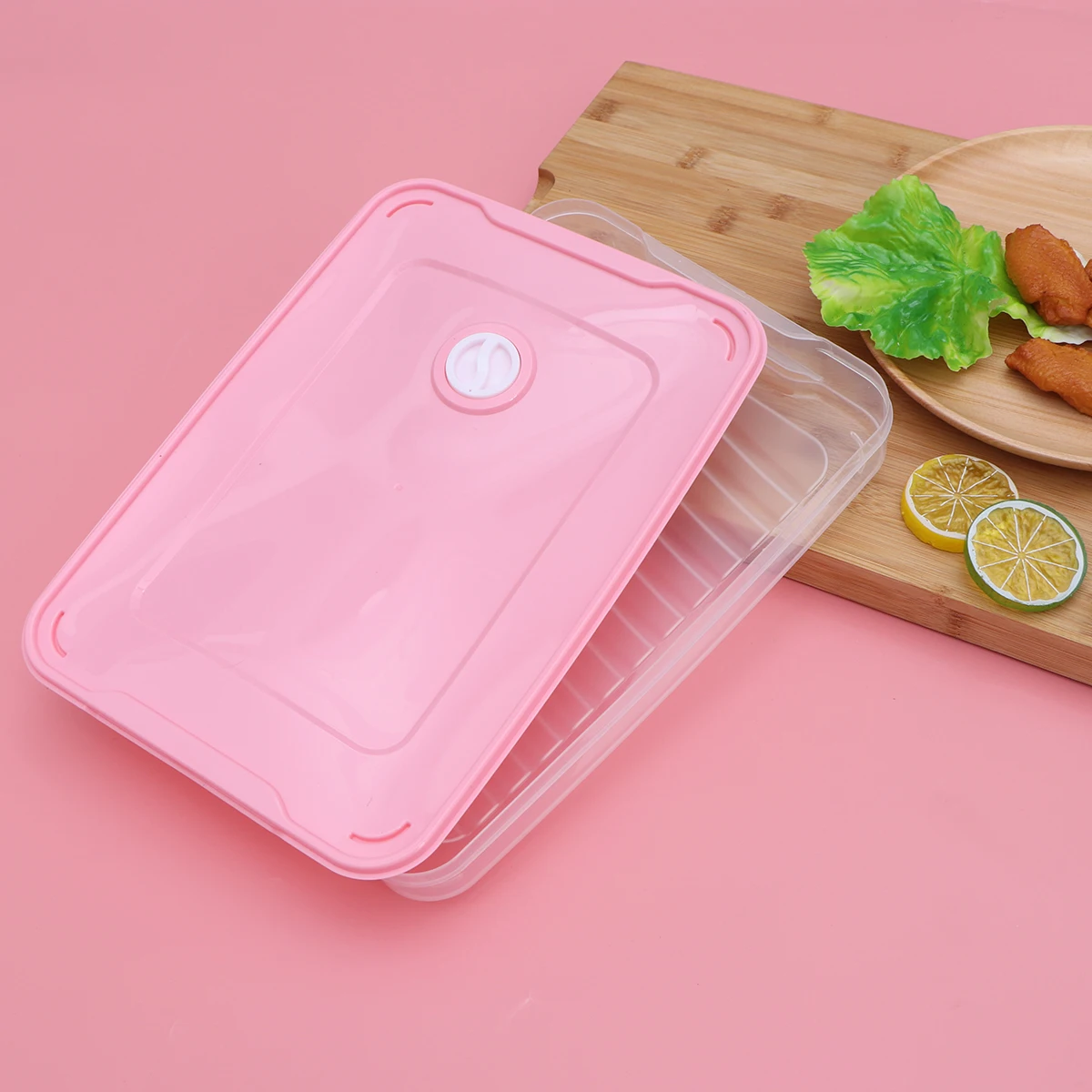 

Stackable Food Containers Sealed Crisper Refrigerator Pink Single-layer Storage Box Vegetables Meat Preservation Plastic