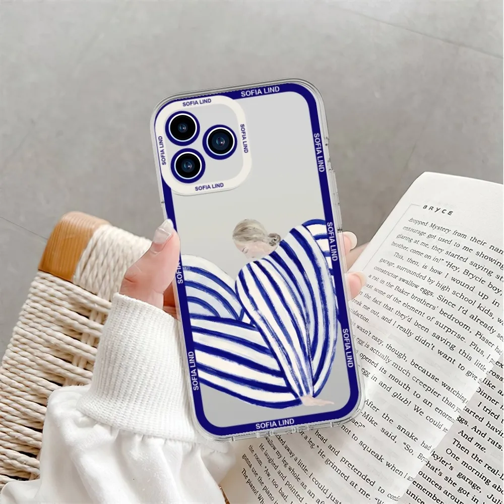 Sofia Lind Body Line Modern Phone Case For iPhone 11 12 Mini 13 14 15Pro Max Transparent Shell