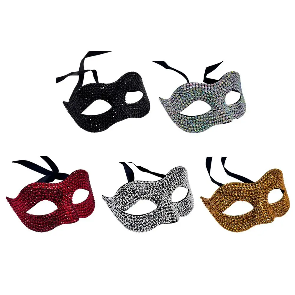 Shiny Acrylic Crystal Half Face Mask Full Jewelry Design Luxury Design Rhinestone Eye Mask Sexy Rhinestone Manual Masquerade