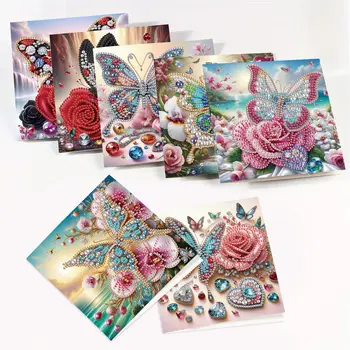 8片花蝴蝶鑽石畫卡,5D DIY異形鑽石畫聖誕節生日卡 8 最佳銷售 花卉鑽石畫 - №1