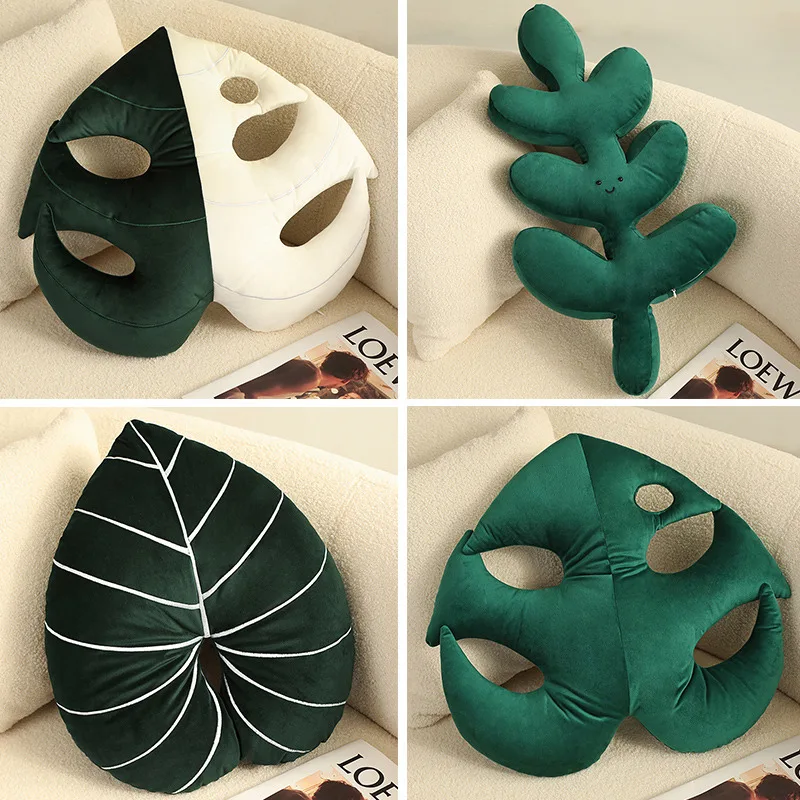 

INS Green Leaf Pillow Plush Stuffed Plants Monstera Philodendron Seat Cushion Plushie Peluche Sofa Chair Home Decorate Prop