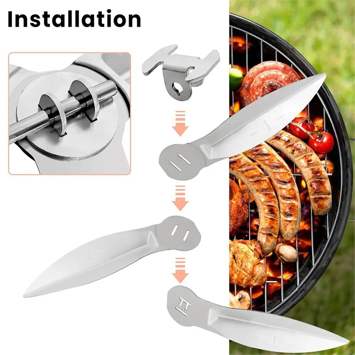STOCK& 18-1/2 Inch Grill One-Touch Cleaning System Kit for Kettle Grill 7443 90719 Grill Parts