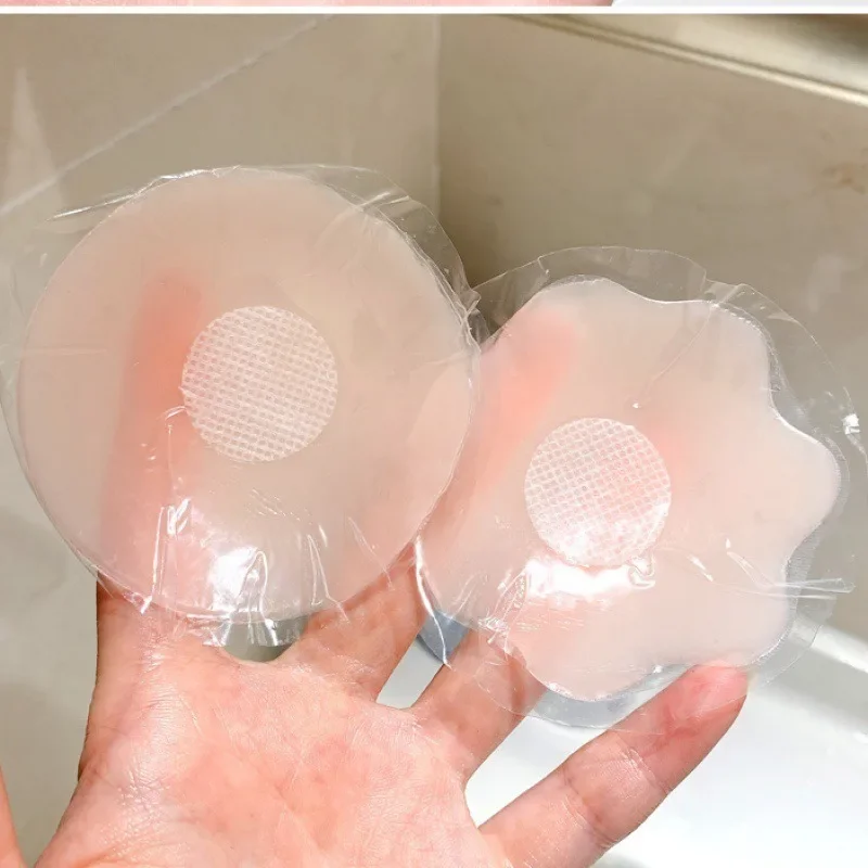 Patchs de poitrine auto-adhésifs réutilisables avec boîte, couvre-seins en silicone, pétales de poitrine, fleur scellée en fer invisible, 1 paire, 6 paires