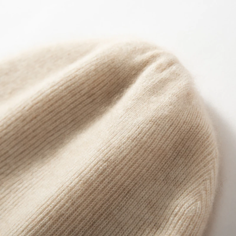 MERRILAMB High Quality Beanie Hats Winter Casual Keep Warm 100% Cashmere Cold Caps Seamless knitted Thicken Beanies for Women