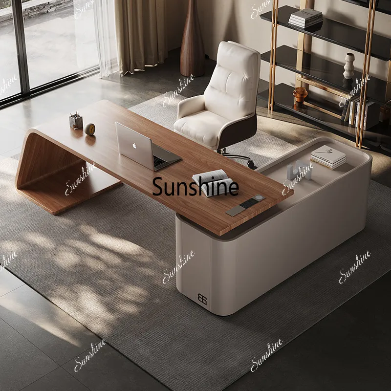 Italian minimalist solid wood desk, light luxury, modern simplicity, design