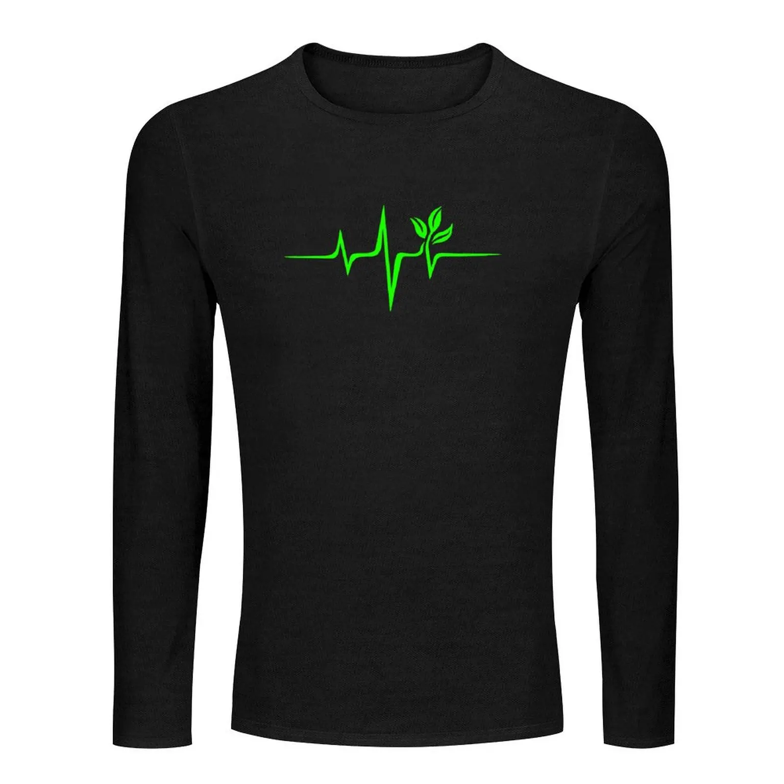 Heartbeat, Pulse Green, Vegan, Frequency, Wave, Earth, Planet Long T-Shirt tops Tee shirt funny t shirts mens cotton t shirts