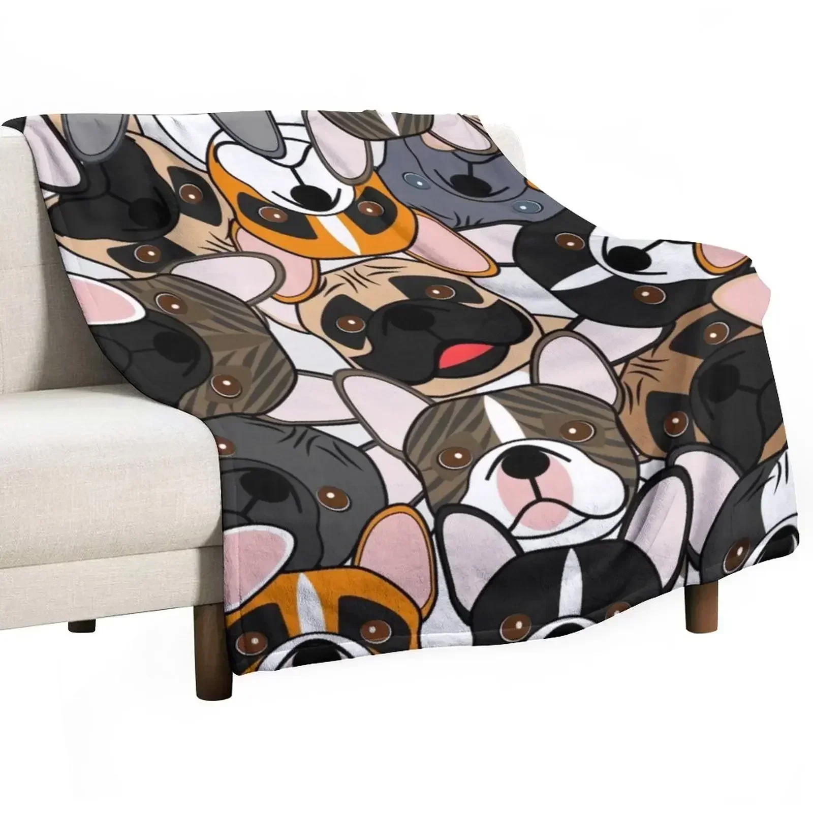 Frenchie Squad Throw Blanket Decoratives Soft Big Plaid Thermals For Travel Luxury Thicken funny gift Blankets