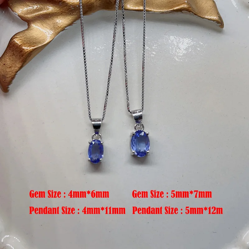 simple 925 silver tanzanite pendant 4mm*6mm and 5mm*7mm 100% natural tanzanite necklace pendant