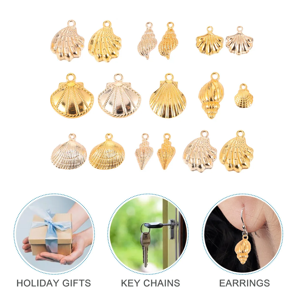 Gold Seashell Charm Pendant for Jewelry Making DIY Craft Projects Bracelet Necklace Earring Gift Making Supplies Shell