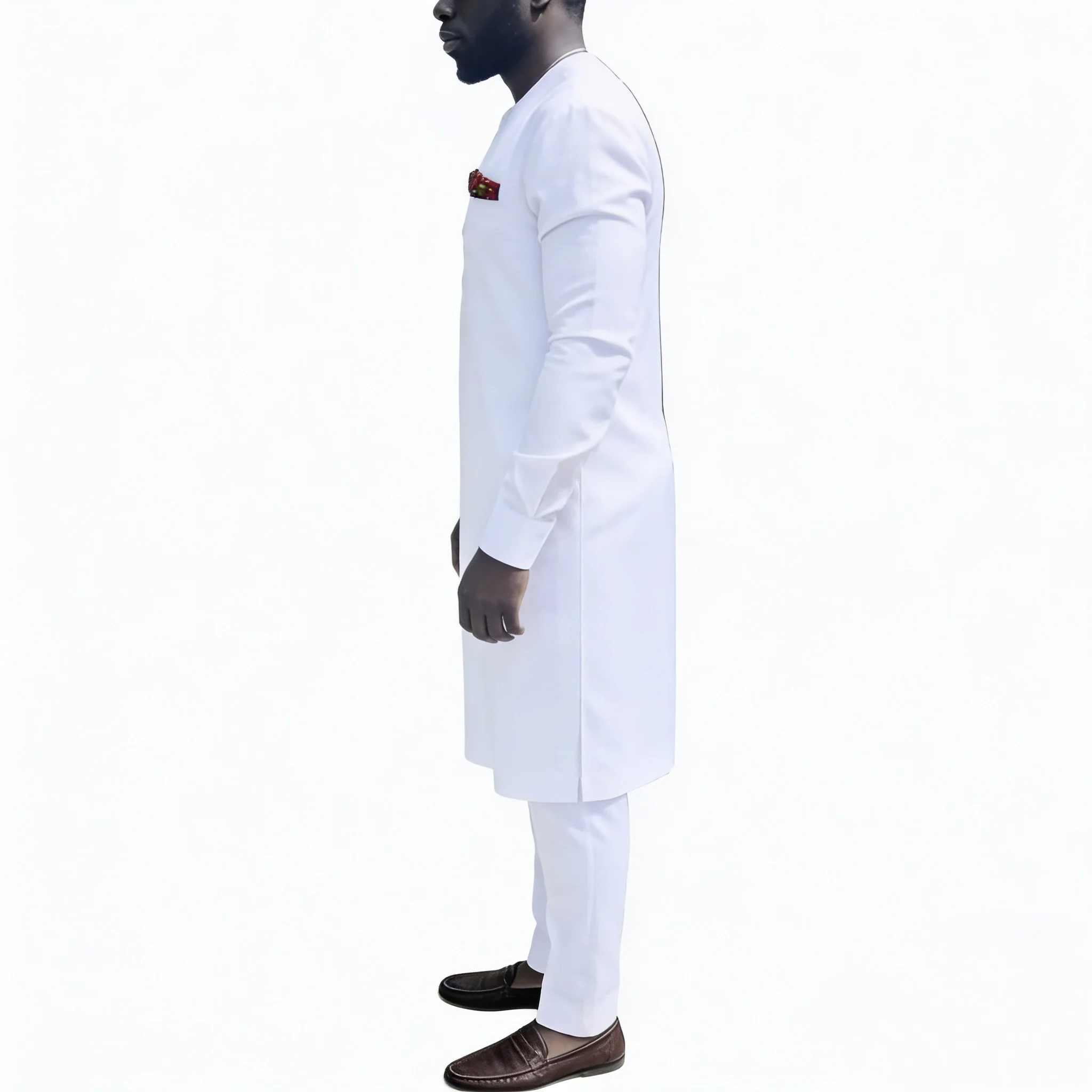 Nigerian Shirts With trousers Solid White Pant Sets Senator Style Male Groom Suits Custom Party Outfits Custom African Clothes