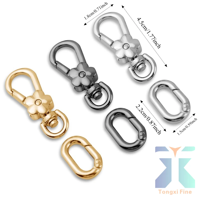 Multifunctional Alloy Rotating Spring Buckle | Fashion Bag Buckle | Light Luxury Double Opening Key Buckle， Flower-Shaped Buckle