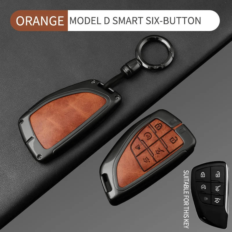 6-Tasten Leder Autoschlüssel-Abdeckung Schlüsselanhänger Schutzhülle für Buick Envision GMC Yukon XL Denali Chevrolet Suburban Tahoe – Detail 17
