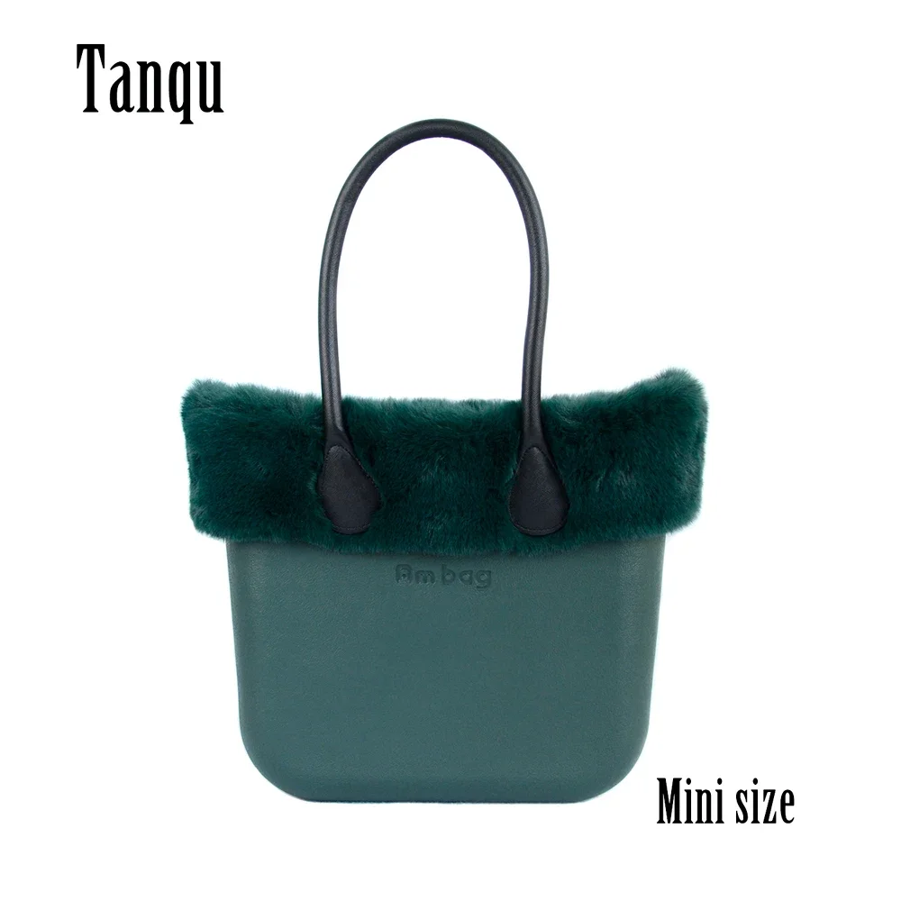 

Obag O Style Ambag Mini EVA Bag with Canvas Inner Organizer Faux Fur Furry Trims Long Round Handles Women Winter DIY Handbags