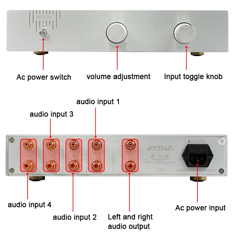 BRZHIFI JC2 kualitas tinggi gaya mode menggambar oksidasi tabung perak pra amplifier sistem audio rumah