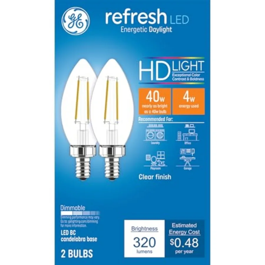 

Светодиодные лампы-свечи Refresh, 40 Вт, дневной свет, прозрачные, декоративные, B11, маленький цоколь, 8 штук в упаковке