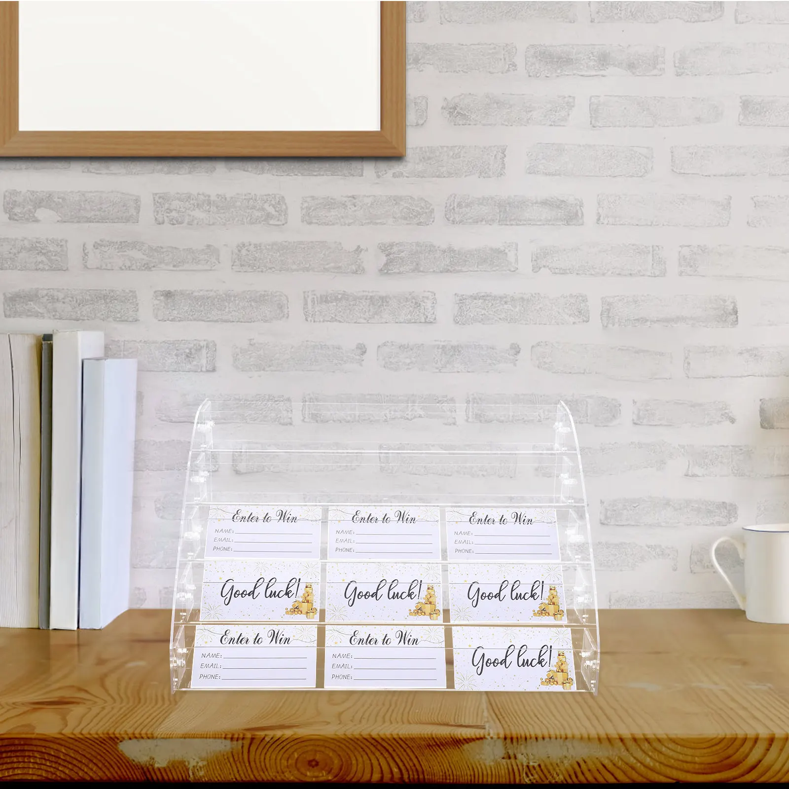 Clear Acrylic Desktop Rack Card Holder Five Layers Large Capacity for Raffles Brochures Greeting Cards Office File Organizer