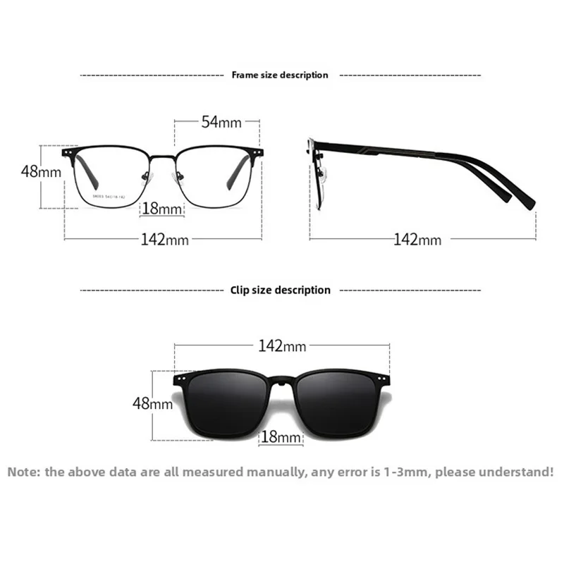 3 IN 1 Magnetic Sleeve Glasses High Appearance Level Versatile Myopia Glasses Frame Polarized Two-In-One Driving Sunglasses