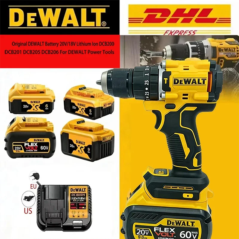 

DeWALT 100% Original Battery 20V/60V 6Ah 9Ah MAX FlexVolt for DCB606 DCB205 DCB206 DCB209 DCB182 Power Tool with Charger