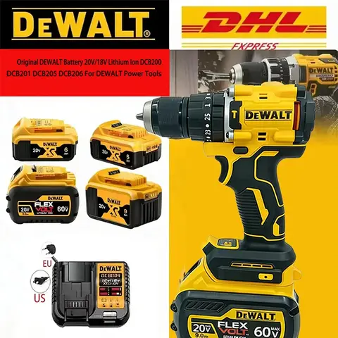 DeWALT 100% Original Battery 20V/60V 6Ah 9Ah MAX FlexVolt for DCB606 DCB205 DCB206 DCB209 DCB182 Power Tool with Charger
