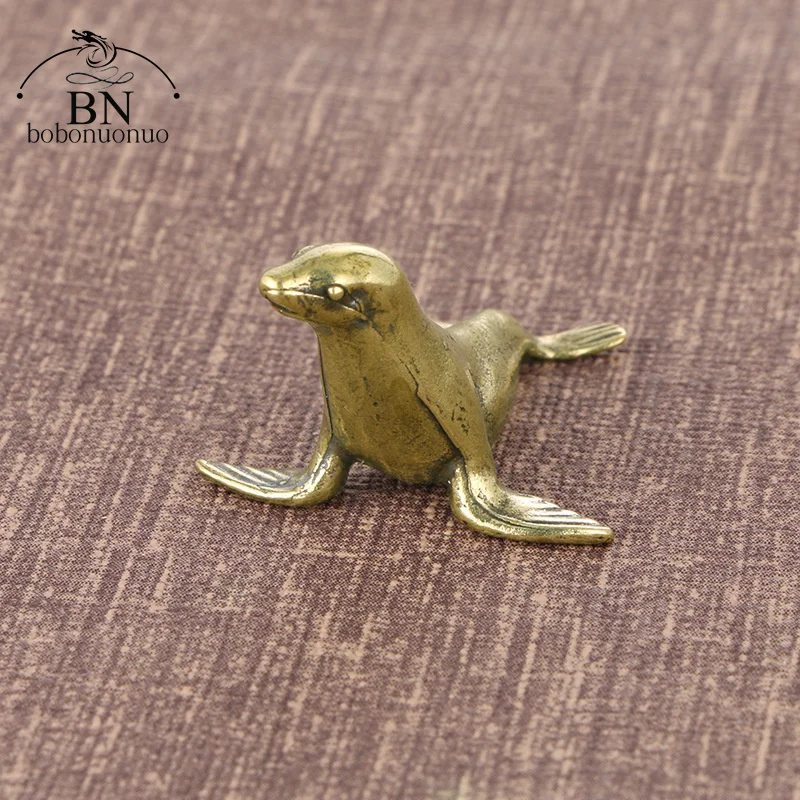 Sea Animal Seal Figurines Miniatures Retro Brass Office Desktop Crafts Ornament Gifts Home Decorations Living Room Accessories