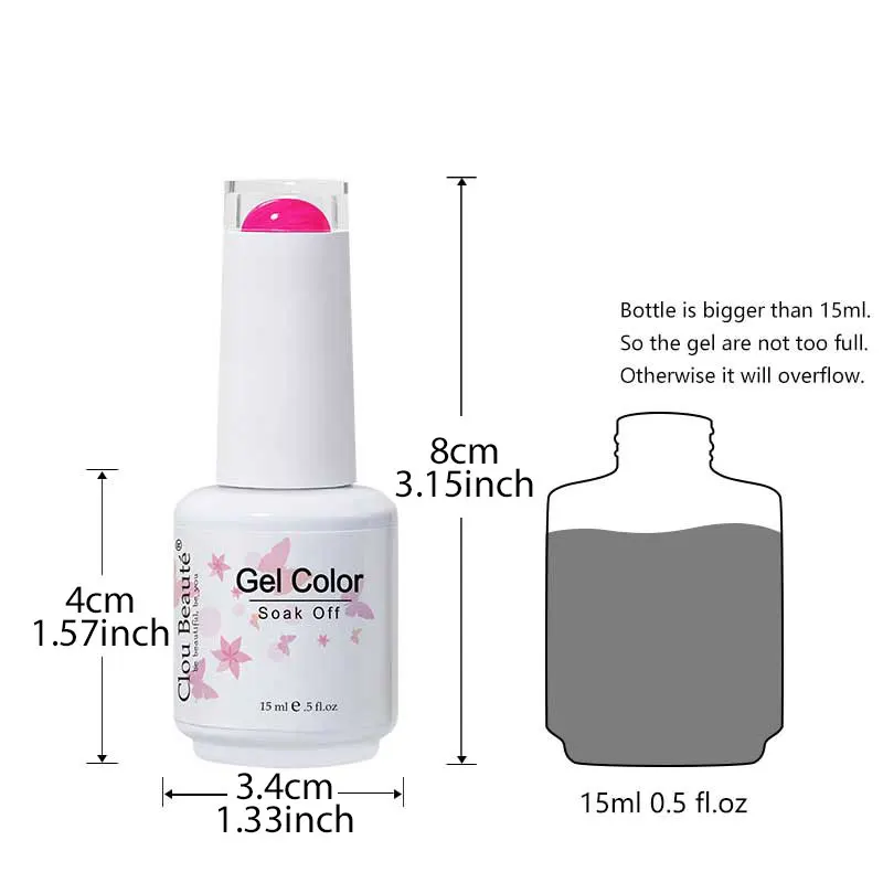 Clou Beaute 15ml Red Black White Green Neon Gel Nail Polish Base Top Coat Velvet Top 400 Colors Semi Permanent Gel Nail Varnish - Image 3