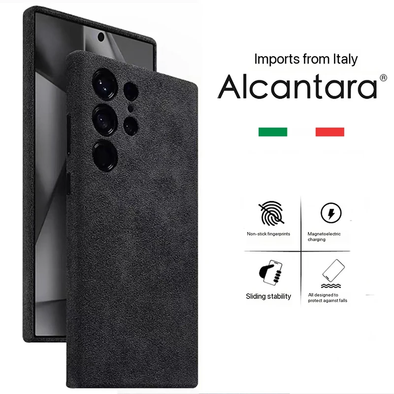 Etui na Samsung Galaxy S24 S25 S26 Ultra Plus ALCANTARA, magnetyczne etui skórzane biznesowe na telefon S26 S25 S24 Ultra — zdjęcie produktu 2
