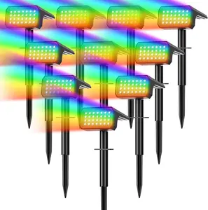 Solar Spot Lights Outdoor Color Changing, 10 Pack 28 LED 7 Modes Auto On/Off IP67 Waterproof Pathway Garden