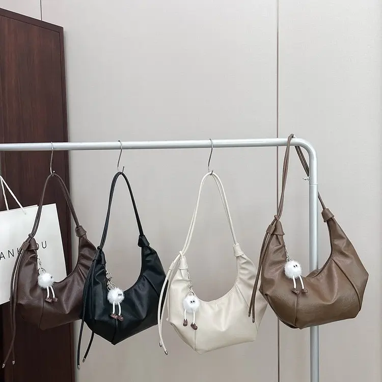 

2025 Summer 452 New Zipper PU Without Pendant with Pendant Oblique Span Handbag Dumpling Bag