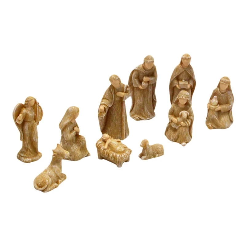 Set of 10 Nativity Figurines Religious Baby Holy Family Christmas Nativity Scene Statue Ornament Home Church DropShipping