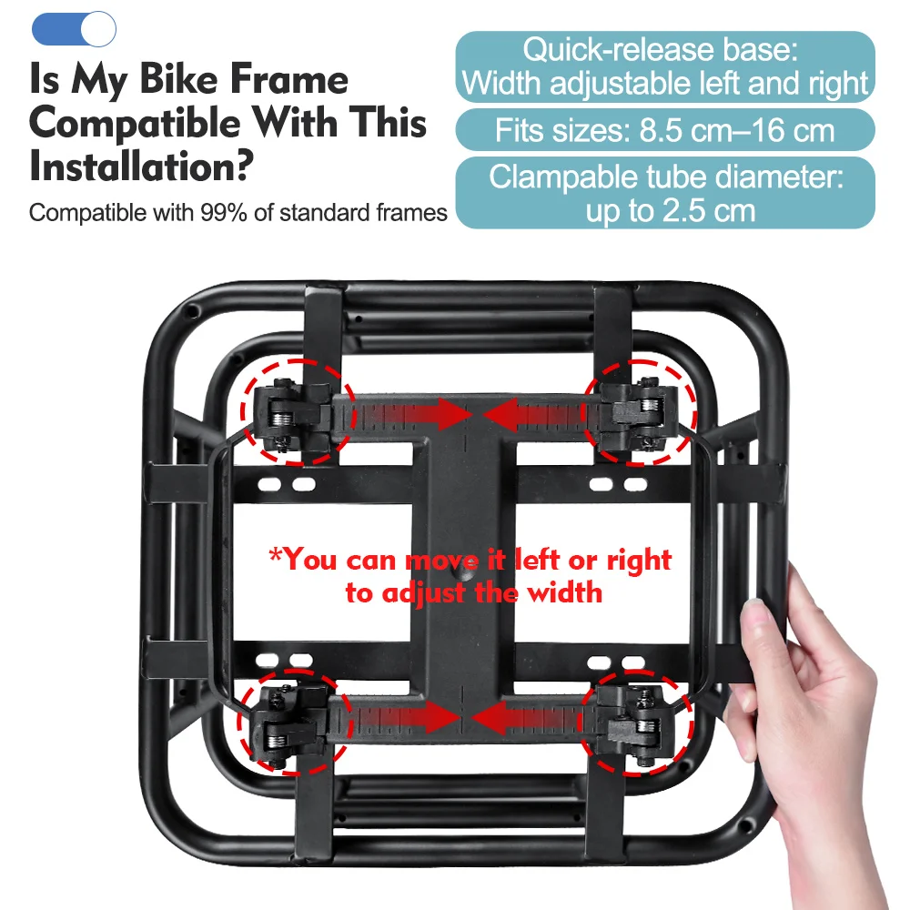 Rear Bike Basket Bicycle Cargo Rack Bag Quick ReleaseFron E-Bike Basket Bike Baskets Rear Rack  for OutdoorTravel Shopping