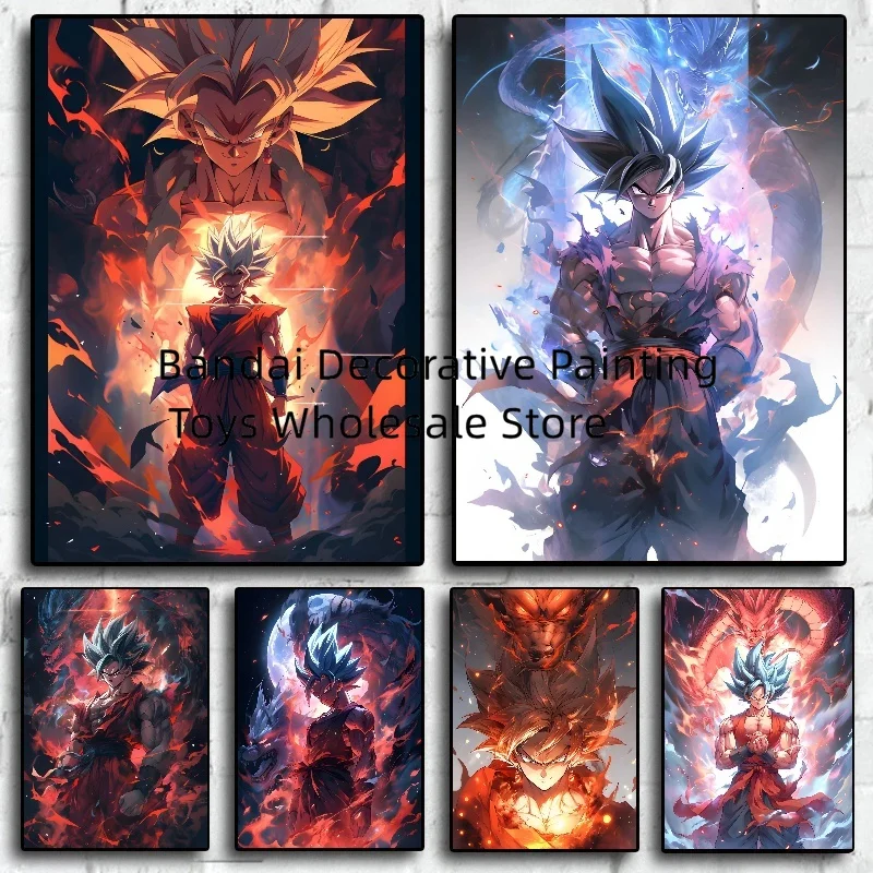 Japanese Anime Surrounding Retro Dragon Ball Poster Goku Canvas Painting Print Wall Art Children Bedroom Decoration Gifts