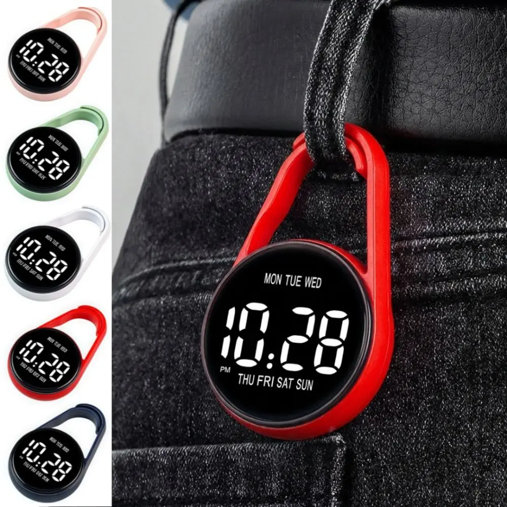 

LED Electronic Hanging Watch Portable Digital Display Pocket Watch Carabiner Waterproof Luminous Pocket Watch Children/Adults