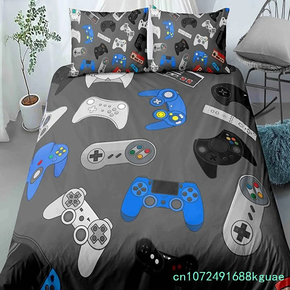 Boys Gamer Bedding Set Cartoon Game Luxury Duvet Cover King Queen Double Comforter Cover Gaming 2/3pcs Polyester Quilt Cover