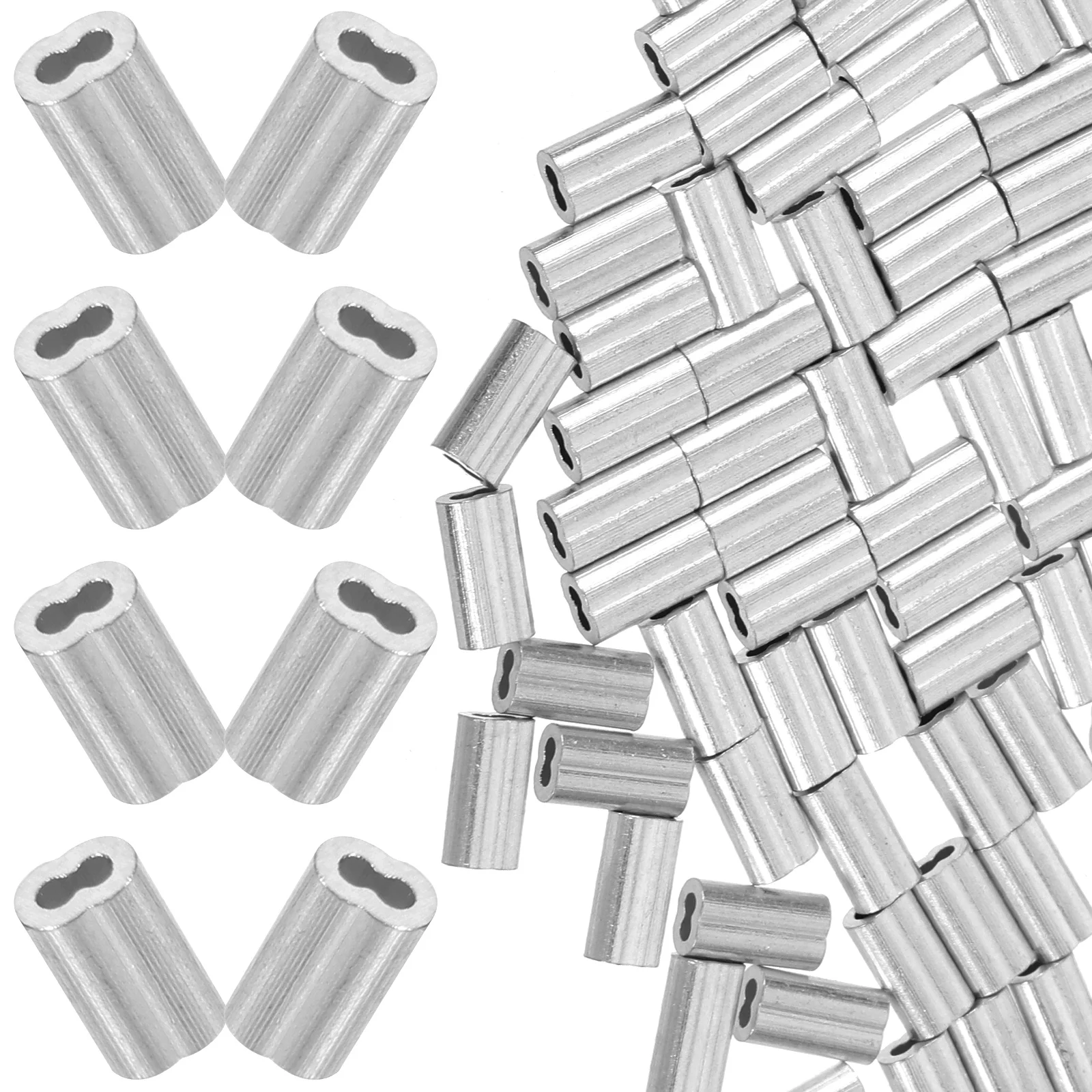 

100 Pcs Electric Wire 8-shaped Aluminum Sleeve Cable Sleeves Clamp Throttle Ends Swaging Tool Silver Crimping Rope