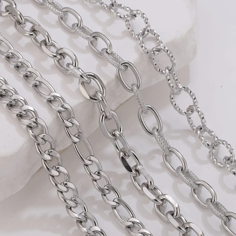 1 Meter lange Punk-Kubanerkette aus Edelstahl für die Schmuckherstellung, Nadelarbeiten, DIY-Halskette, Armband, Schmuckkette, Bastelbedarf – Detail 4