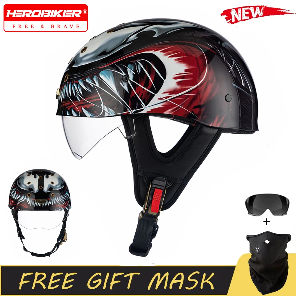

New Motorcycle Half Helmet Summer Breathable Hole Motorbike Riding Helmet ABS Material Motorcycle Helmet Anti Fall Equipment Men