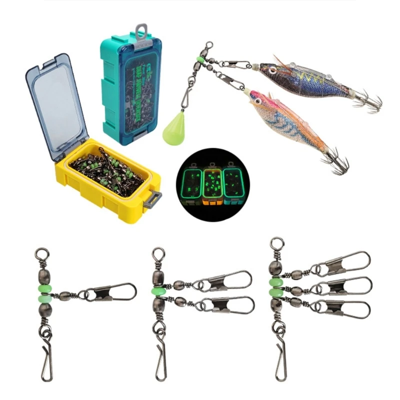 Metal Balls Bearing Squid Jig Fishing Swivels Rolling Sea Fishing Swivels Connector Luminously Fishing Accessories