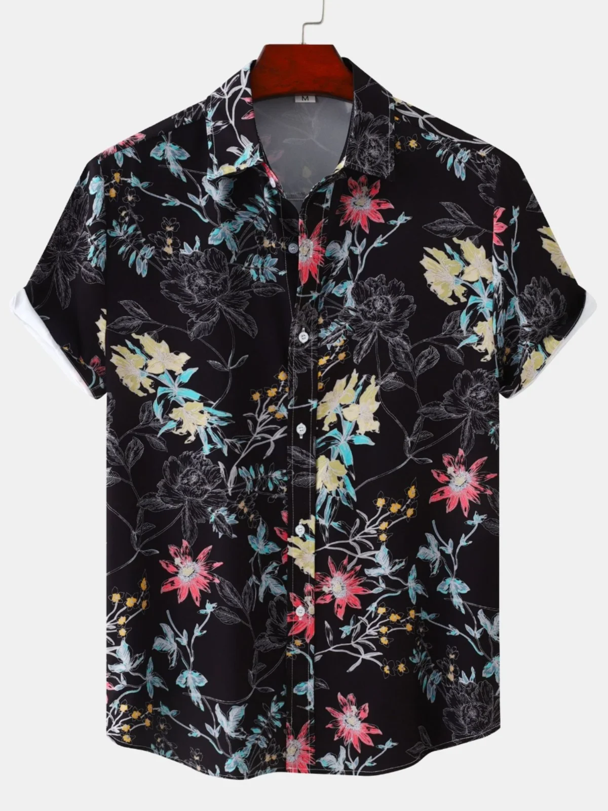 

Летняя повседневная одежда с цветочным принтом ort Sve irt Youth Loose Fit, дышащая влажная ткань ng, модная мужская одежда с воротником irt