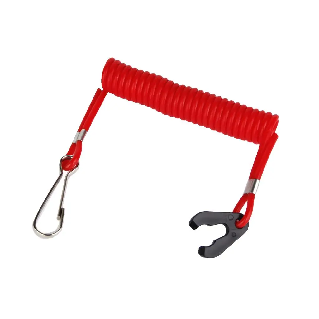 Emergency Stop Boat Ignition Safety Switch with Plastic Extendible Wire Lanyard for Electric Motor Boats