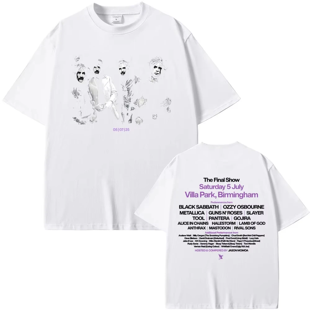 

Футболки с графическим принтом Black Sabbath Band Ozzy Osbourne Back To The Beginning для мужчин и женщин, футболки оверсайз в стиле хэви-метал и рок, уличная одежда