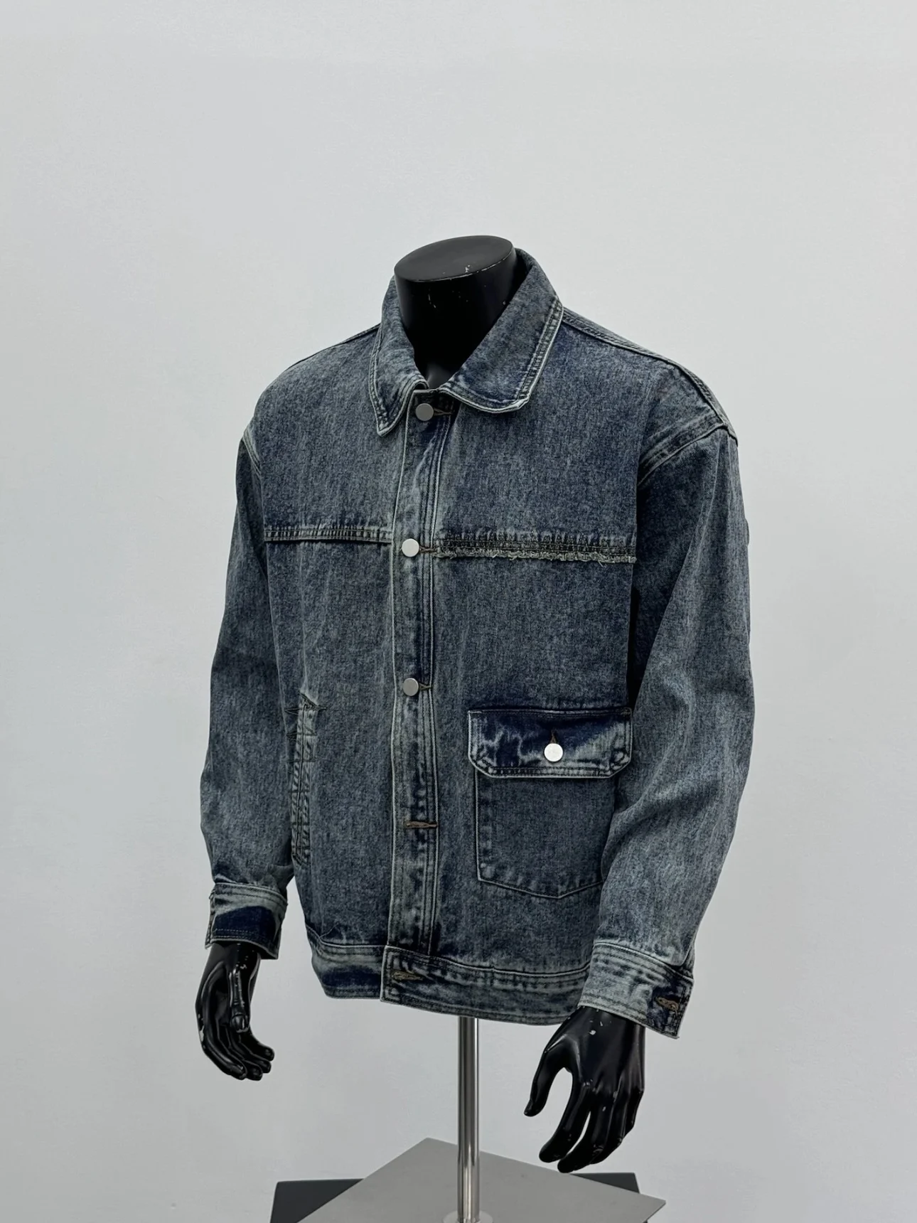 

Retro American Waed Design Denim Jaet Casual Collar ex Autumn Versatile Leisure Workwear Outerwear Breathable Windproof